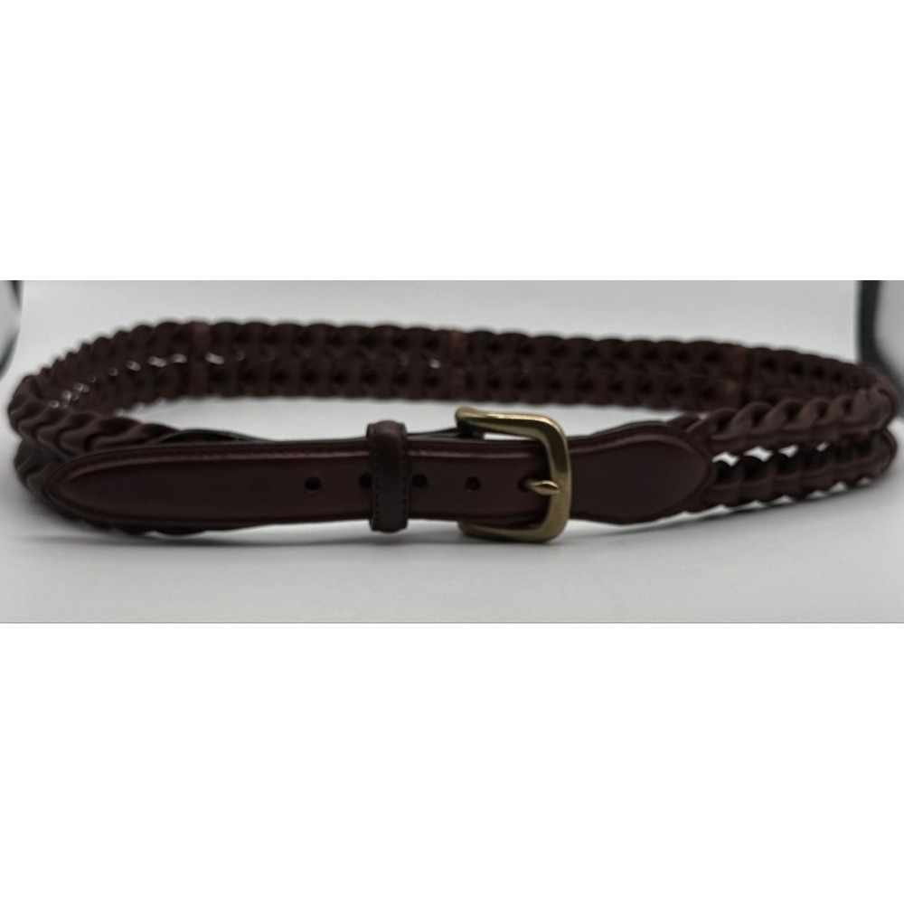 Men's ✨Orvis Leather Braided Belt✨ Solid Brass Buckle Preppy Western Size 34